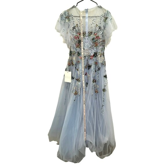 Mac Duggal Floral Sequins Formal Gown Flutter Sleeves Tulle Sz 10 NWT - Picture 9 of 11